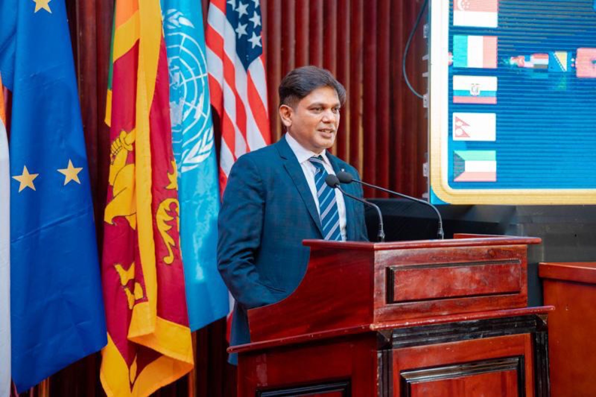 Addressing an international assembly