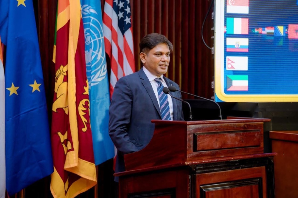 Addressing an international gathering