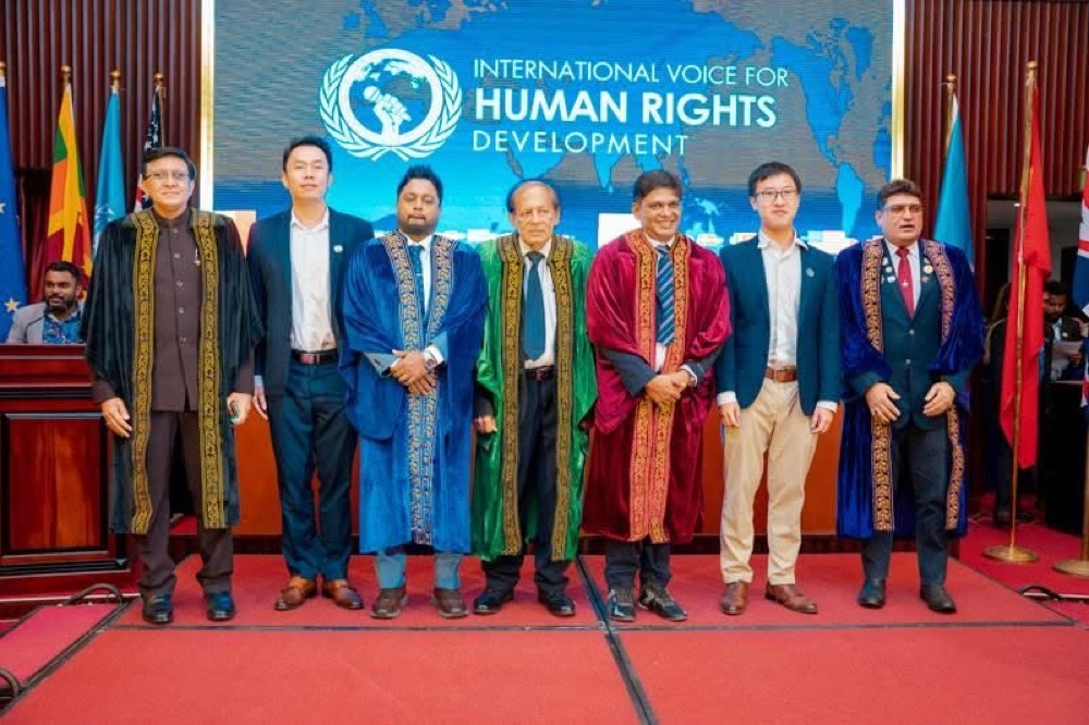 Honored at a humanitarian forum